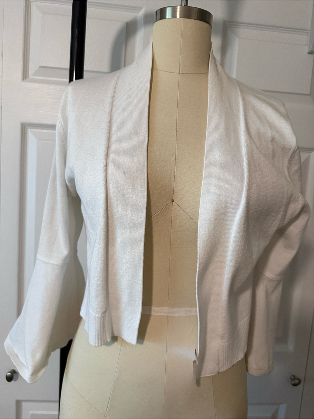 Calvin Klein White Open-Front Cropped Cardigan